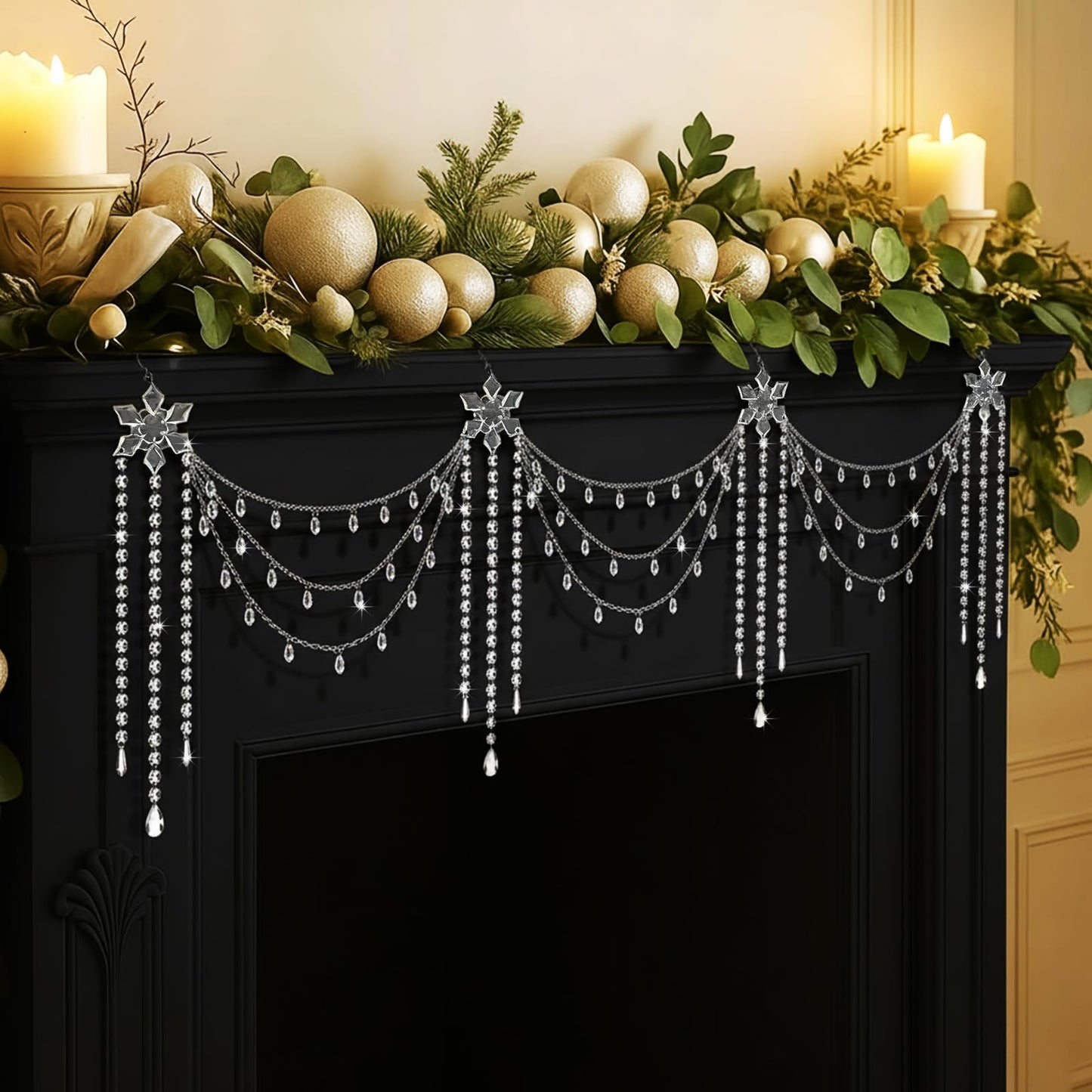 Yalikop 6 ft Crystal Tassel Garland Decoration Wedding Party Favor Ornament Clear Acrylic Hanging for Wedding Table Wall Stair Railings Winter Wonderland Decorations