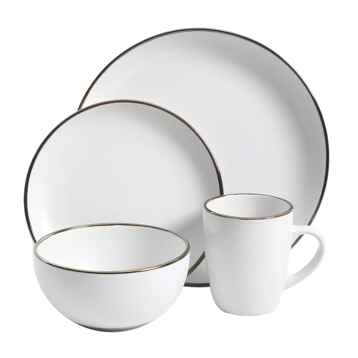 Gibson Home Queenslane 16 Piece Double Bowl Plates and Bowls Dinnerware Sets - Matte Blue