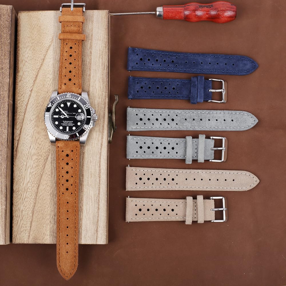 Onthelevel Suede Leather Watch Strap 18mm 19mm 20mm 21mm 22mm 24mm Rally Racing Watch Band With Quick Release Replacement Watchband