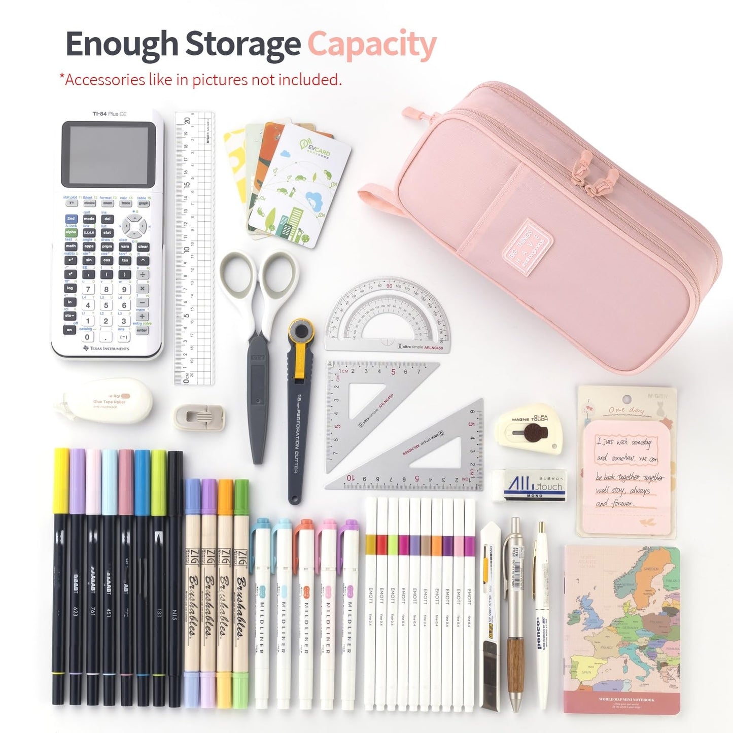 CICIMELON Large Pencil Case Big Storage Pen Pouch Bag with Compartment for School Supplies Office College Teen Boys Girls Adults, Upgraded Pink
