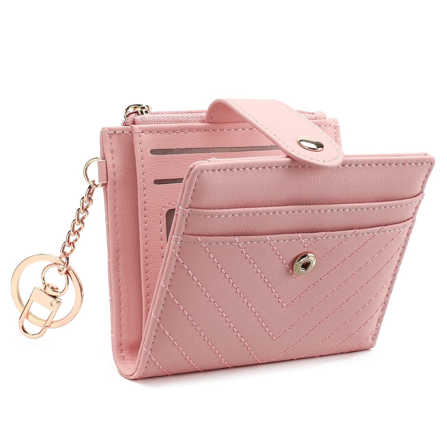 GAEKEAO Slim Wallet for Women, RFID Blocking Credit Card Holder Bifold Wallet with Zipper Coin Pocket, ID Window
