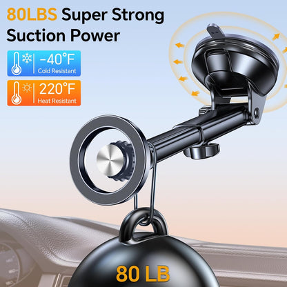 Coolpow for MagSafe Car Mount【Windshield+Vent+Dash】Magnetic Phone Holder for Car Phone Holder Mount Cell Phone Holders for Your Car Accessories Suction Cup Stand for Garmin GPS for iPhone 17 16 15 14