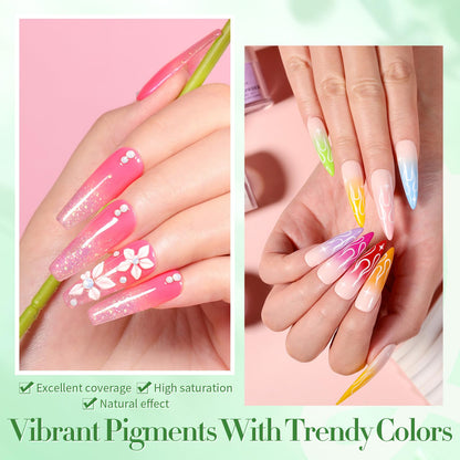 BORN PRETTY Acrylic Nail Kit - Acrylic Powder (Clear, White, Pink) & Liquid Set with Nail Forms, Brush Pen, File & Glass Container - Beginner Friendly