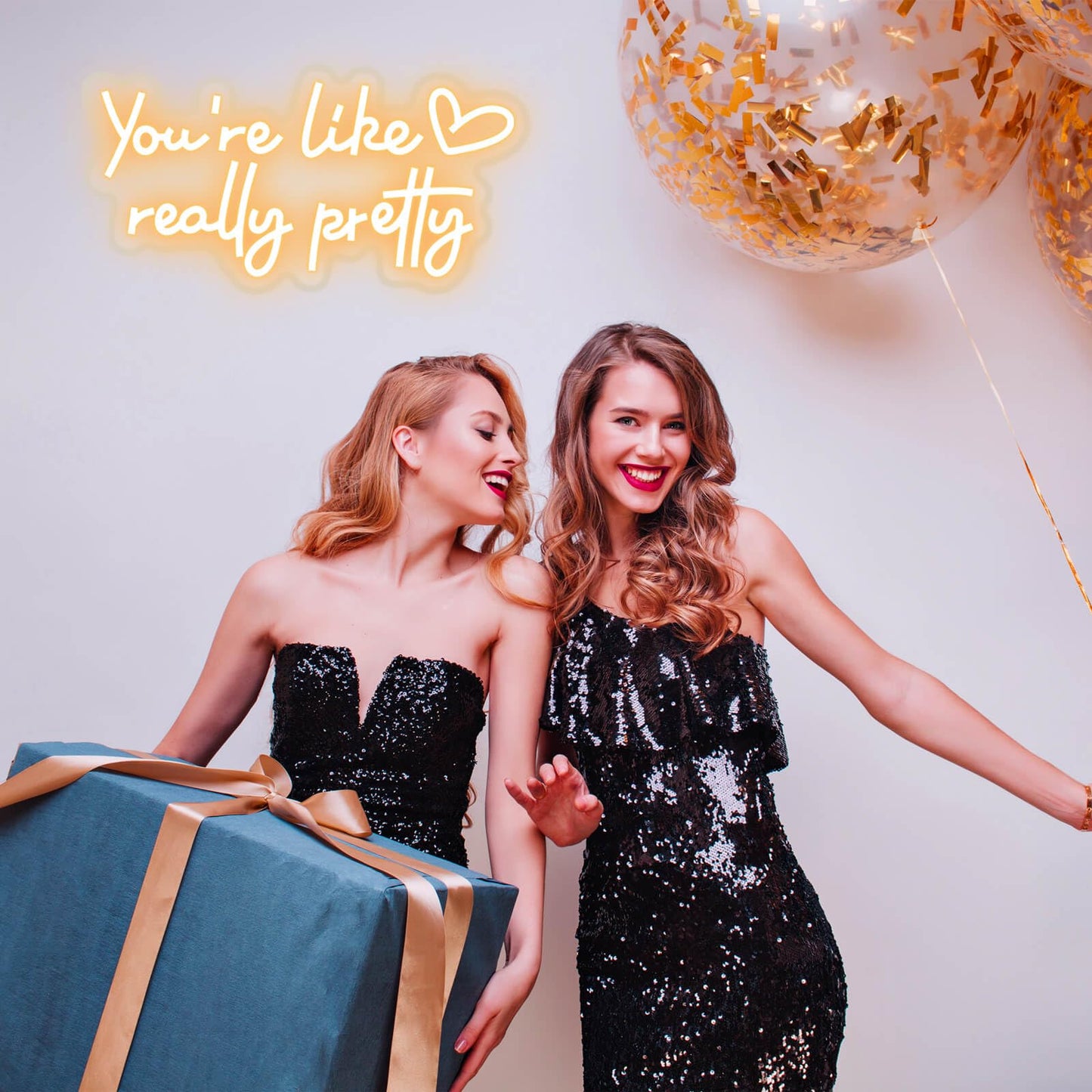 KUUNEON You're Like Really Pretty Neon Sign Wall Decor for Bedroom/Girls Room/Salon/Party/Wedding - 16"x8" Warm White You Like Really Pretty LED Sign Neon Light, Heart Design, 100,000H Lifespan