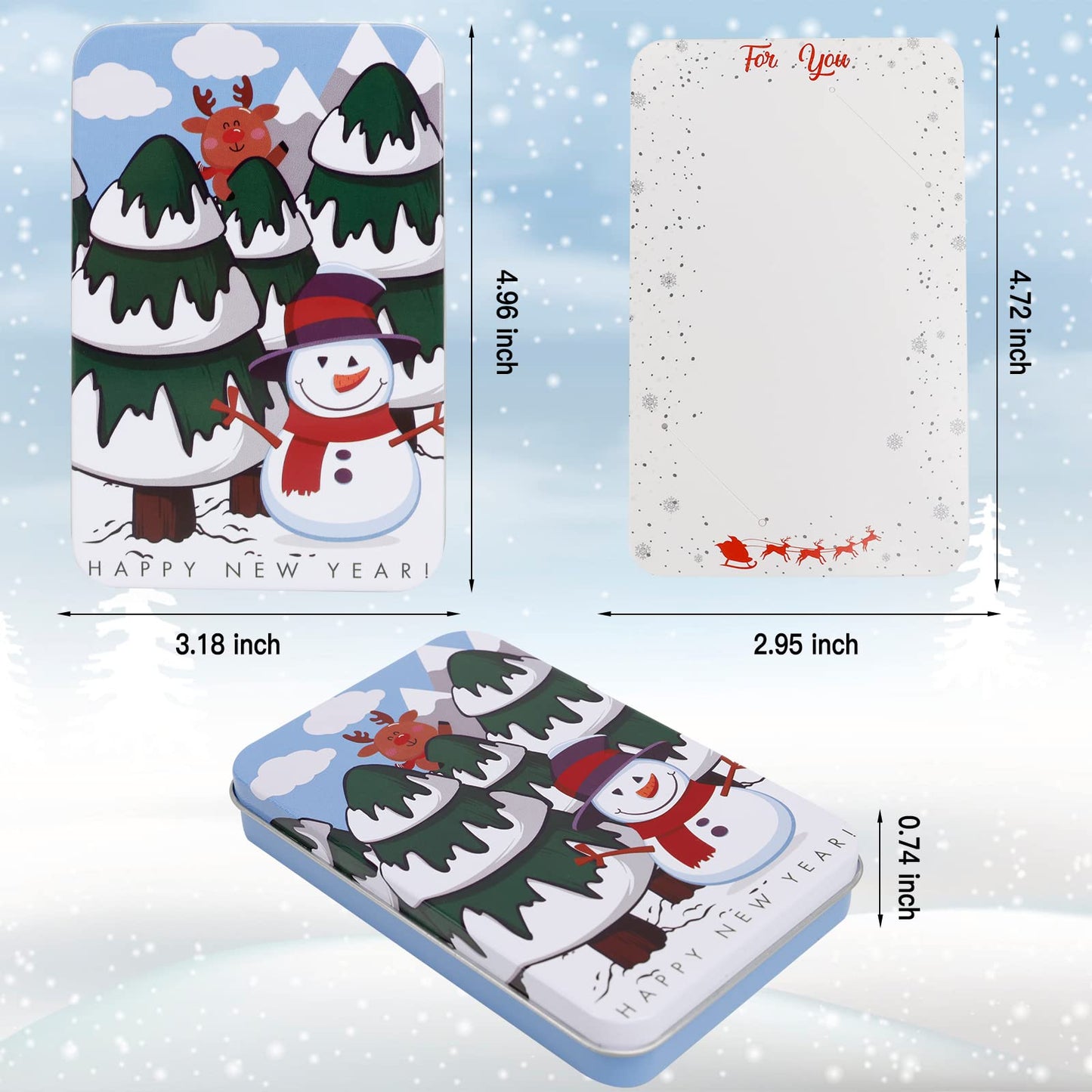 MGparty 12 PCS Christmas Gift Card Tin Boxes For Christmas Greeting Cards, Christmas Metal Tin Small Gift Boxes With Lids For Xmas Stocking Stuffers Party Favors,Christmas Holiday Gift Box Set