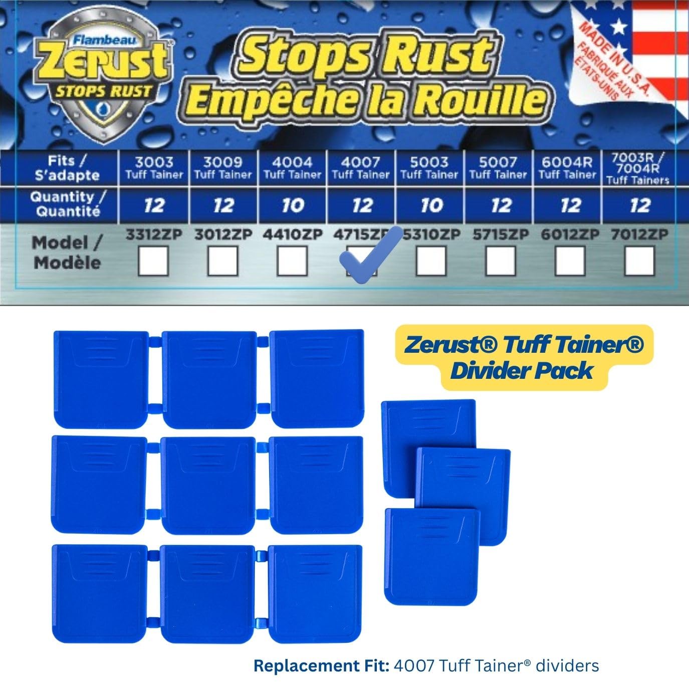 Flambeau Outdoors 4715ZP Tuff Tainer Zerust Replacement Dividers, Fits 4007s, Dry Box Accessories, 12 Pack