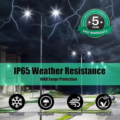 BBESTLED 2 Pack 320W LED Pole Light Outdoor Parking Lot Lights Dusk to Dawn 44800LM IP65 5000K Shoebox LED Light with Slip Fit Mount Area Street Stadium Roadway Lighting 100-277VAC Input