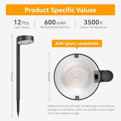 2 Pack Solar Pathway Lights Outdoor, 12 Brighter LED Solar Lights Outdoor Waterproof, Up to 12 Hrs Modern Path Light for Yard Garden Walkway Driveway Lawn, Cool White