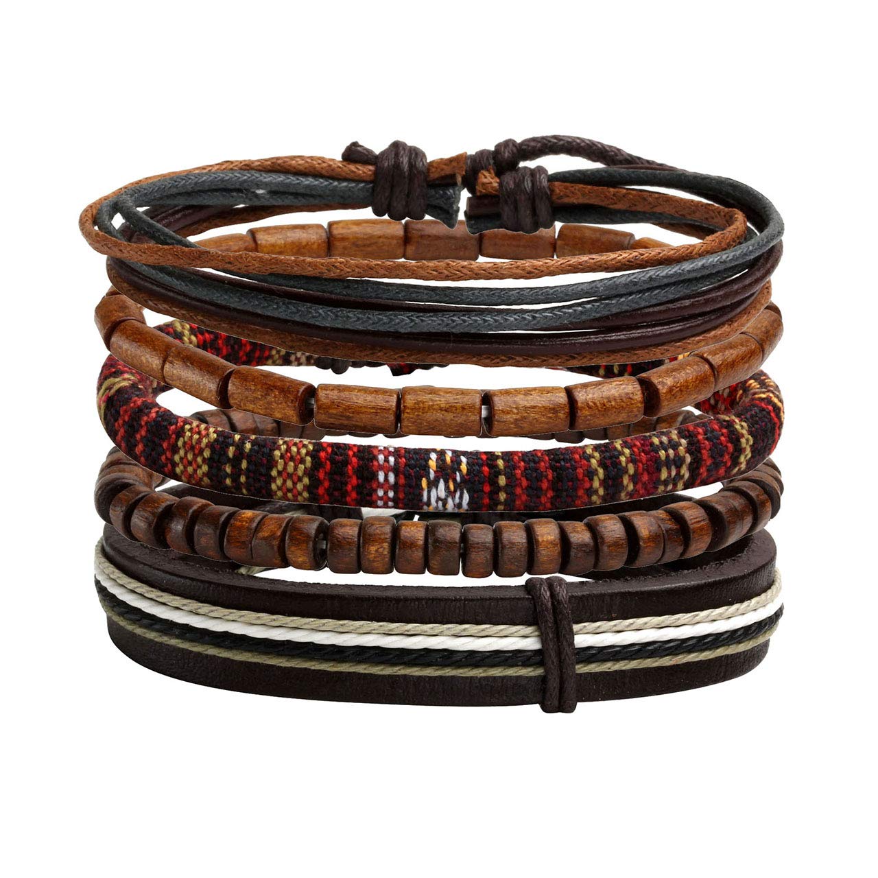 Manfnee 18PCS Braided Faux Leather Bracelet Punk Cuff Wrap Bracelets for Men Women Adjustable