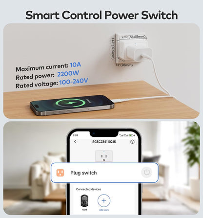 TEEHO G1 Gateway for Smart Door Lock with Smart Plug, WiFi Bridge for Remote Lock Control, App-Controlled Power Outlet, Smart Hub Compatible with KK Home APP and Alexa Voice Control