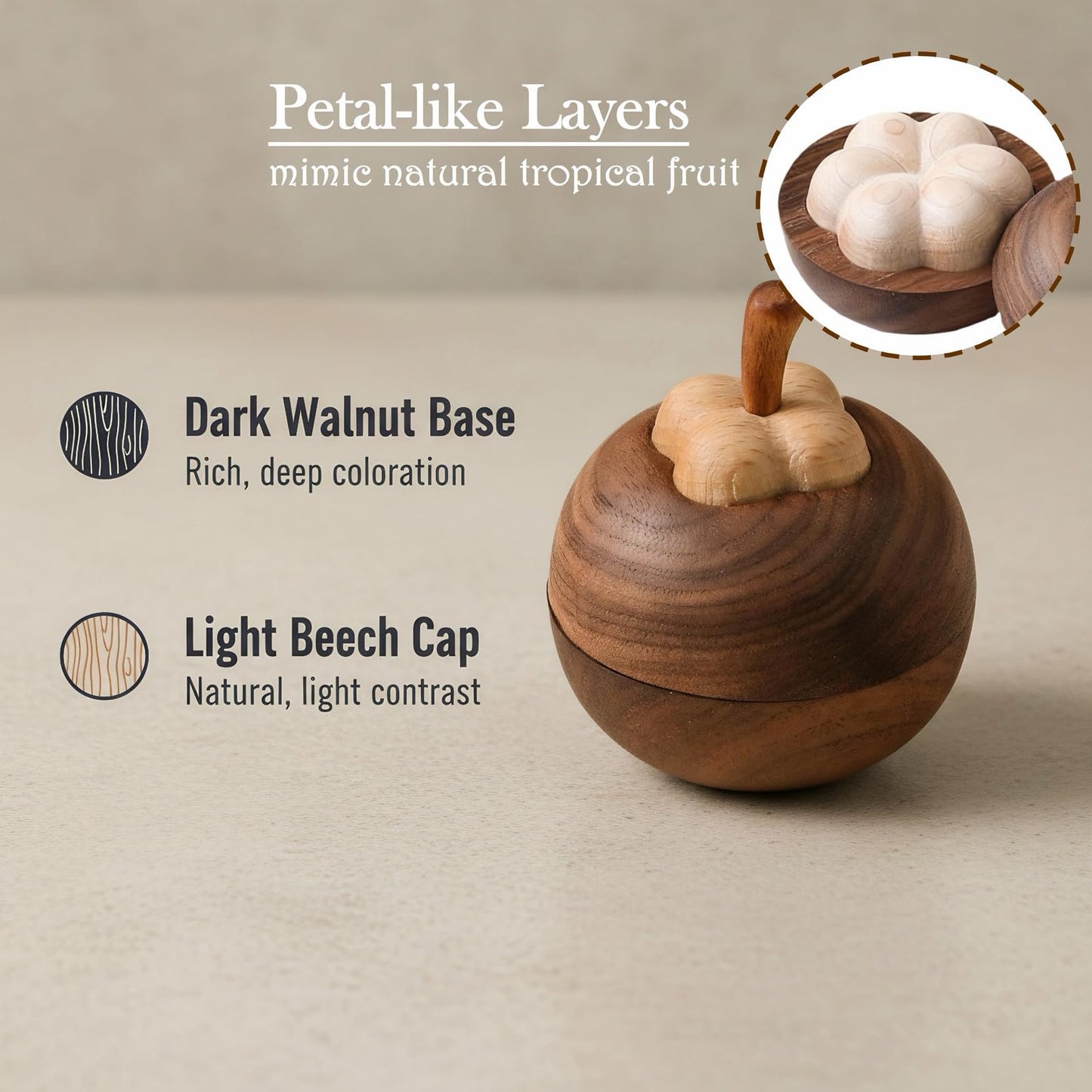 Nythriel Layered Wood Passive Diffuser Petal-Like, Small Portable Essential Oil Aromatherapy Decor, Mini No-Electric Natural Boho Walnut Accent for Car, Desk, Travel, Rooms, Home, Office