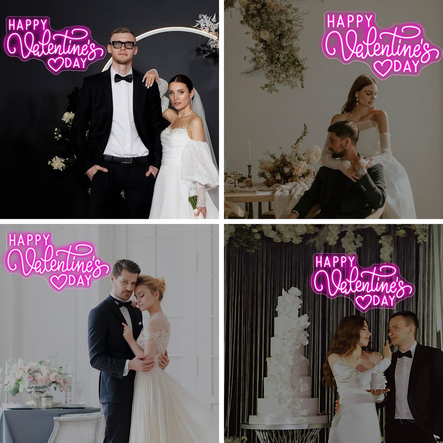 Happy Valentine's Day Neon Sign, Party Lover Wedding Home Ceremony, Valentine'S Day Neon Light for Home Room Wall Decoration Ins, Couple Room Light, Bar Home Lamp Party Dorm Living Room-Pink-16.5"