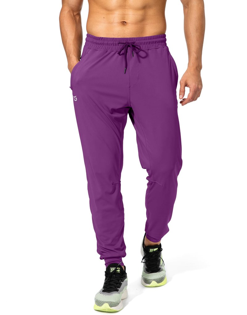 Men's Sweatpants with Zipper Pockets Athletic Pants Traning Track Pants Joggers for Men Soccer, Running, Workout (Purple, Large)