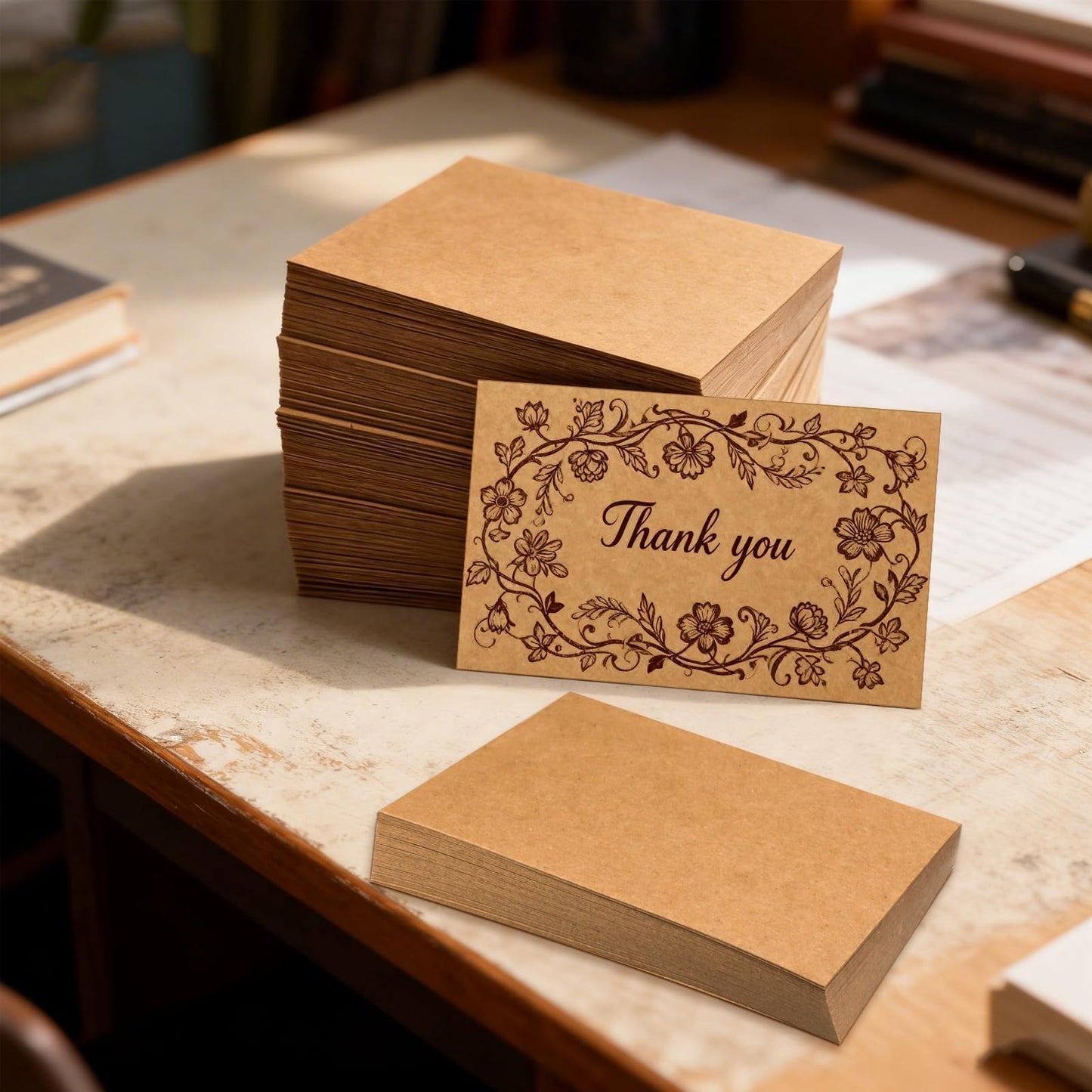 Bercoor 500 Pack Blank 3 x 5 Inch Index Cards, Heavy Study Cards, Note Cards for Office, School Learning, Kraft Paper