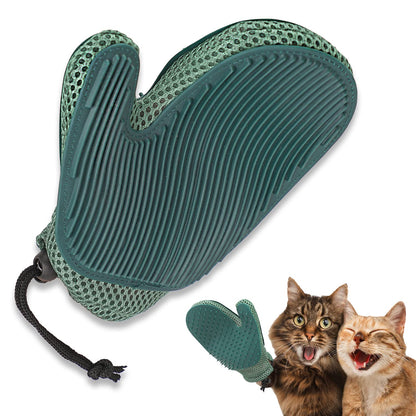 Mollypaws 2 in 1 Cat Fur Glove & Pet Hair Remover Glove, Dog Grooming Glove Brush for Shedding, Massage, Efficient Pet Hair Remover Mitt for Cleaner Couch, Carpet [Blue/Single]