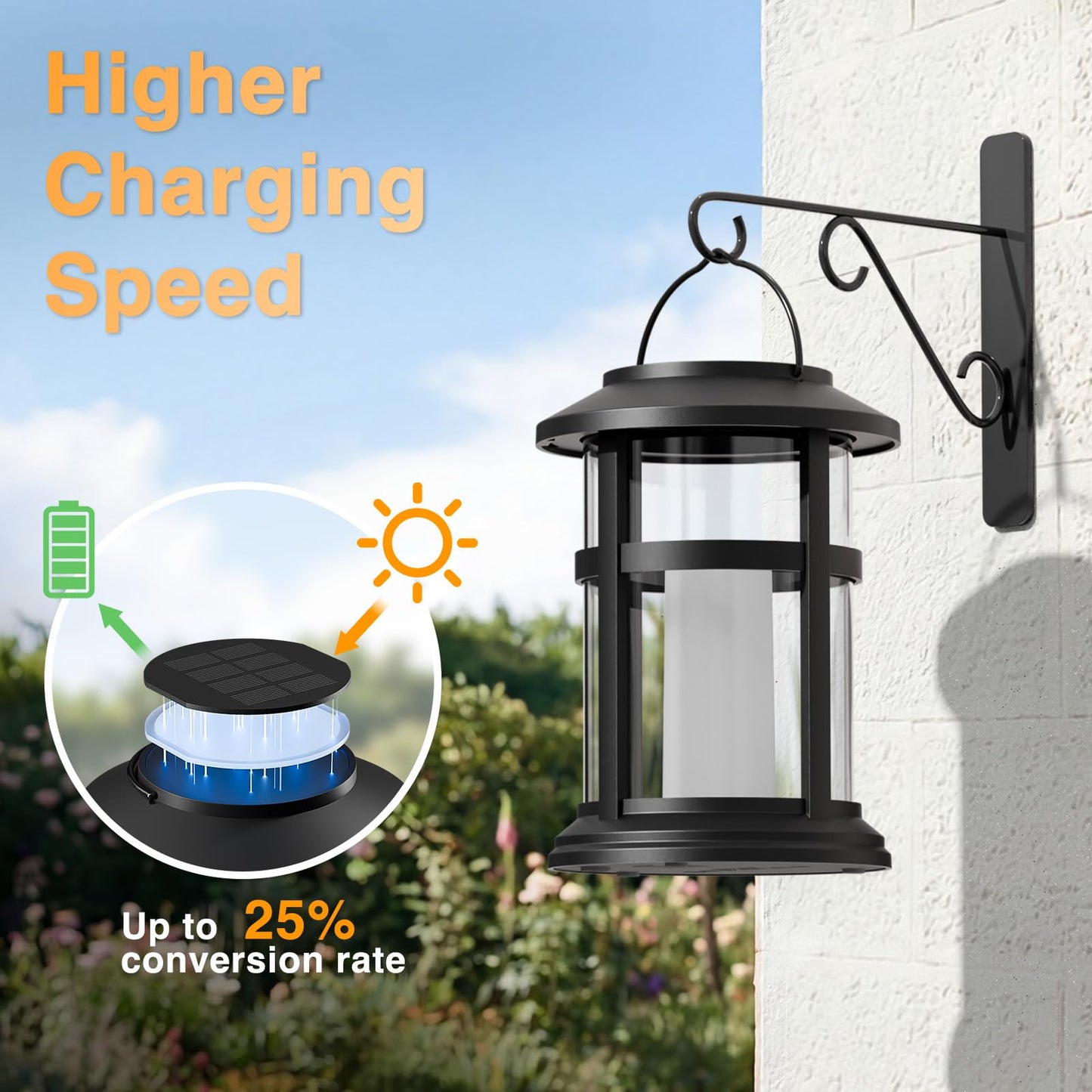 Otdair 6 Pack Solar Lanterns Outdoor Waterproof, Upgraded Flickering Flame Hanging Solar Lights for Outside, Solar Powered Lantern for Patio Yard Garden Porch Decor, Gift for Mom Housewarming