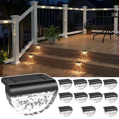 Melunar 12 Pack Solar Deck Lights Outdoor, Solar Step Lights Waterproof for Outside, Yard, Patio, Garden, Pool, Railing, Stairs, Fence (Warm White)