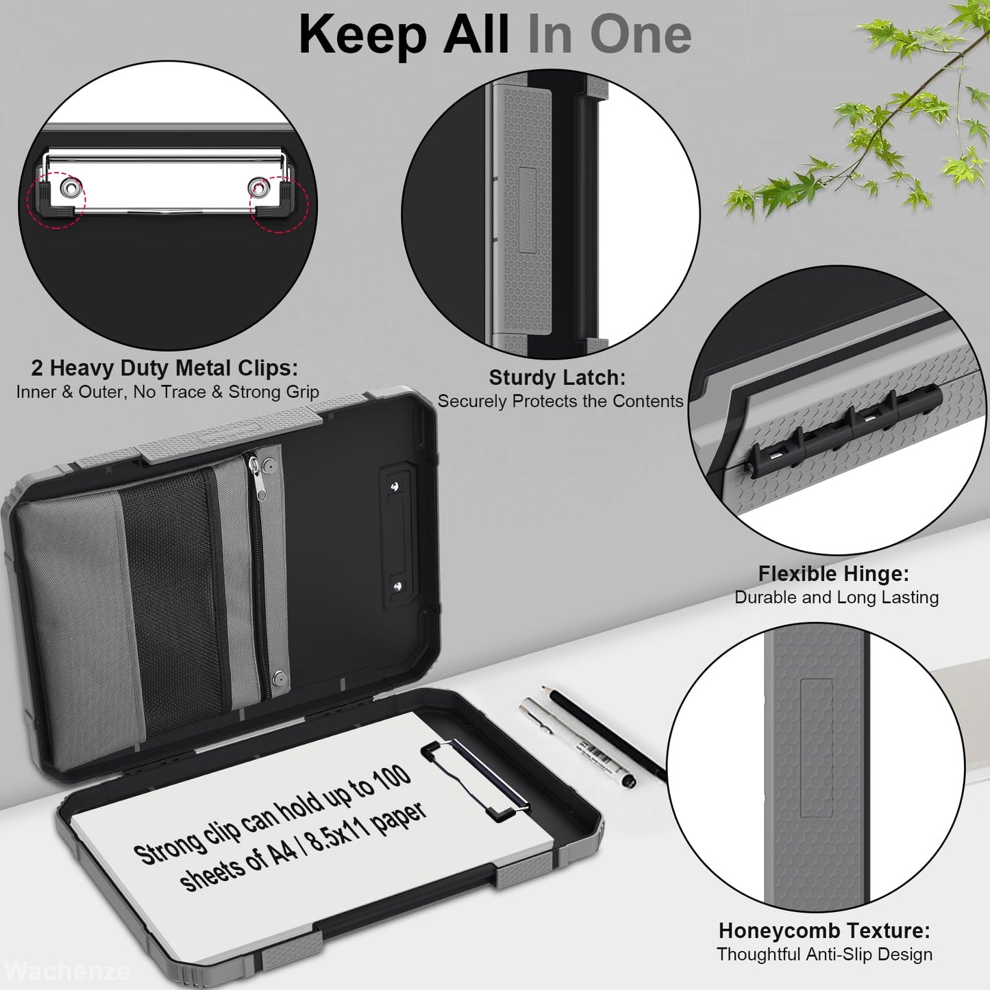 Wachenze Thicker Clipboard with Storage, Internal Pen Pouch Included, A4 / Letter Size, Toughest Plastic Contractor Clip Boards 8.5x11, High Capacity Clipboards Box Case for Contractor Trucker Driver