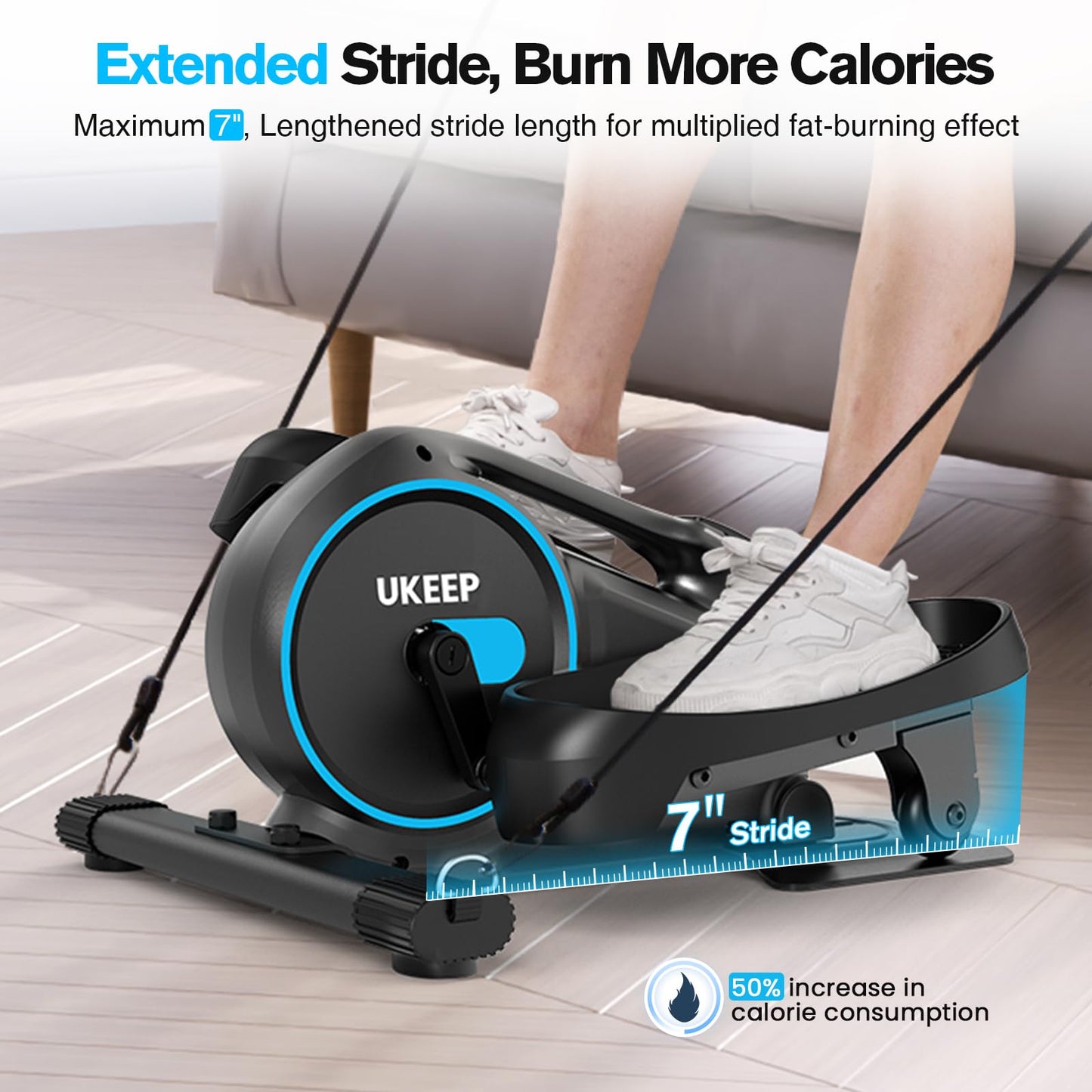 Under Desk Elliptical, Manual Elliptical Exercise Machine, Quite Foot Pedal Exerciser, Mini Elliptical Machines for Home Use, Compact Foot &Leg Pedal Exerciser, Exerciser for Seniors, Max Load 300LBS