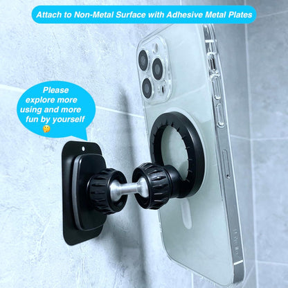 Gym Magnetic Phone Holder Mount for MagSafe, [Upgraded Metal & 360° Adjustable] Dual Magnetic Phone Holder for Gym Workout Compatible with iPhone 17/16/15/14/13/12 Series