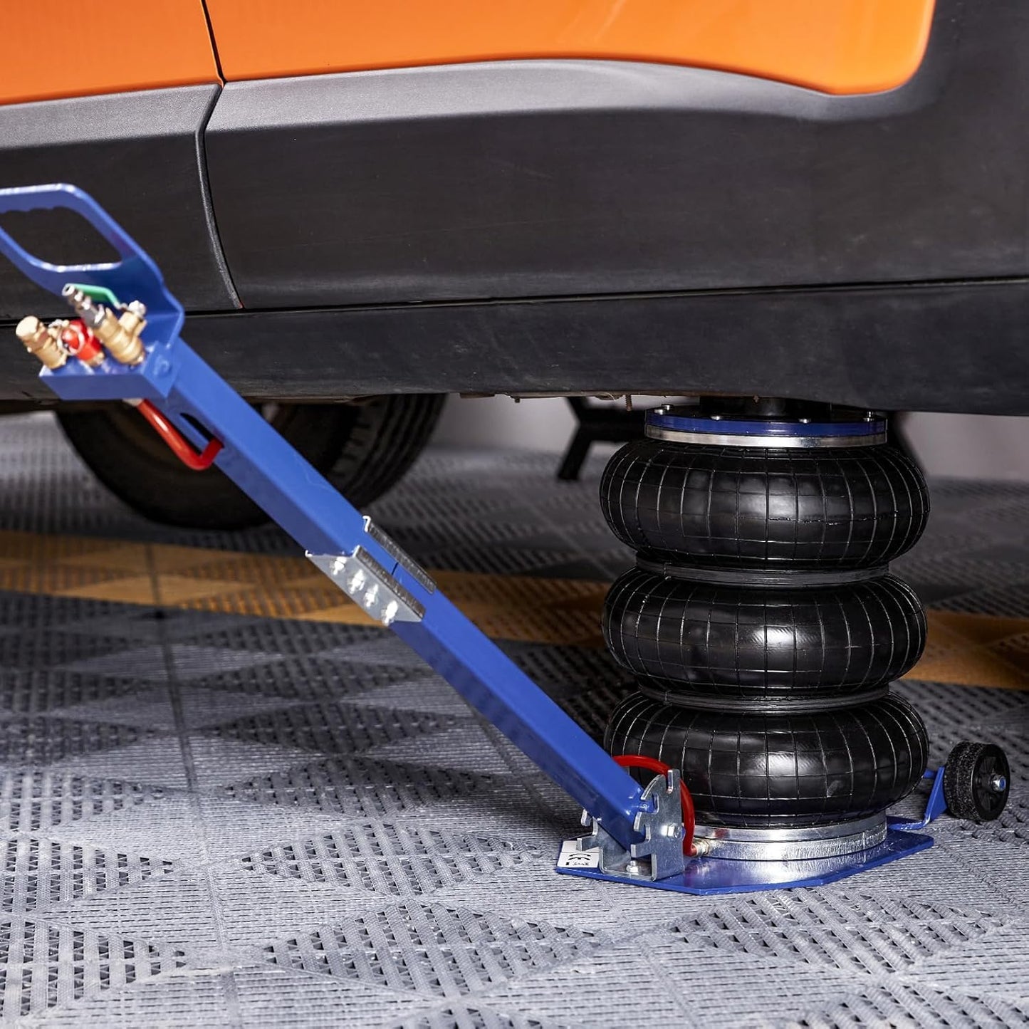 VEVOR Air Jack, 3 Ton/6600 lbs Triple Bag Air Jack, Airbag Jack with Six Steel Pipes, Lift up to 17.7", 3-5 s Fast Lifting Pneumatic Jack, with Adjustable Long Handles for Cars