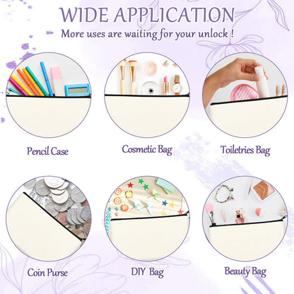 Legigo 20 Pack Blank DIY Craft Bag Canvas Pencil Case Blank Makeup Bags- Beige Canvas Pencil Pouch Bulk Canvas Cosmetic Bag Multi-Purpose Travel Toiletry Bag Canvas Zipper Bags 8.3 × 5 Inch