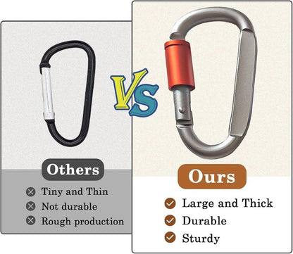 **Paracord Keychain - Durable Carabiner Clip with D Ring Metal Hook for Water Bottles, Keys & Backpacks**