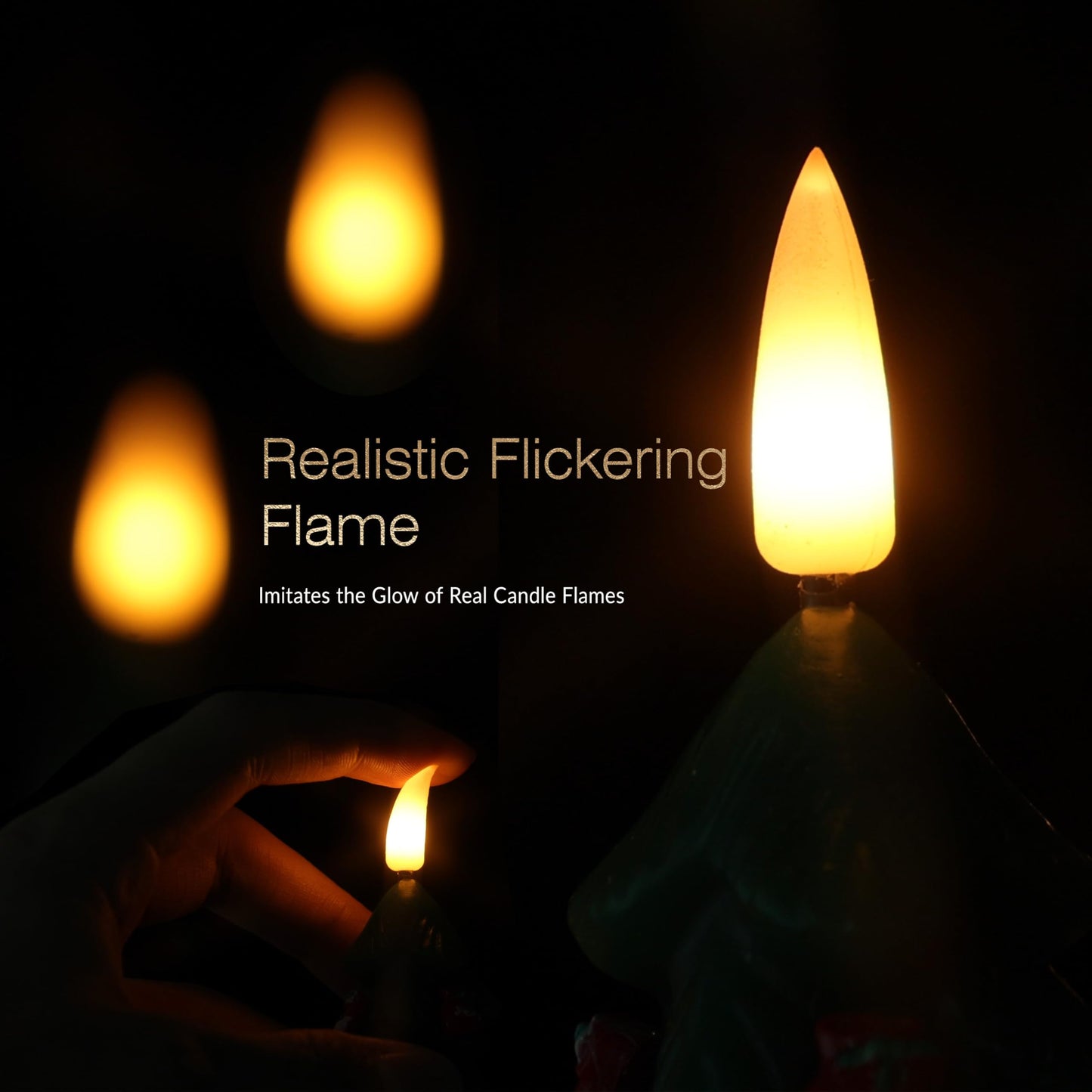 4Pcs Christmas Tree Flameless Taper Candles with Remote and Timer,LED Candles Battery Operated with Mini Ornaments,9.5" Real Wax Window Candlesticks with Flickering 3D Flame for Christmas Decoration