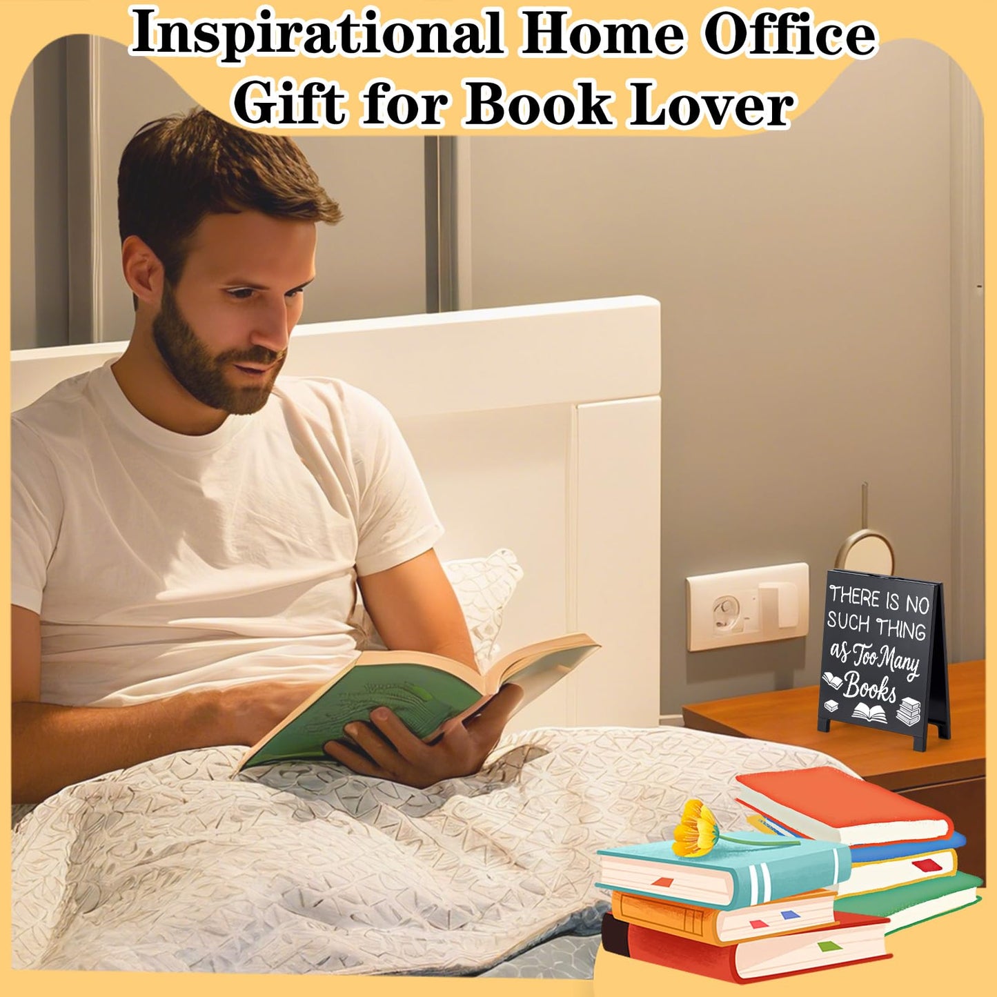 Bookish Desktop Sign Bookstore Desk Decor Home Office Library Accent Tabletop Decoration Accessories Funny Supplies Essentials for Reading Nooks Clubs Gift for Book Lovers