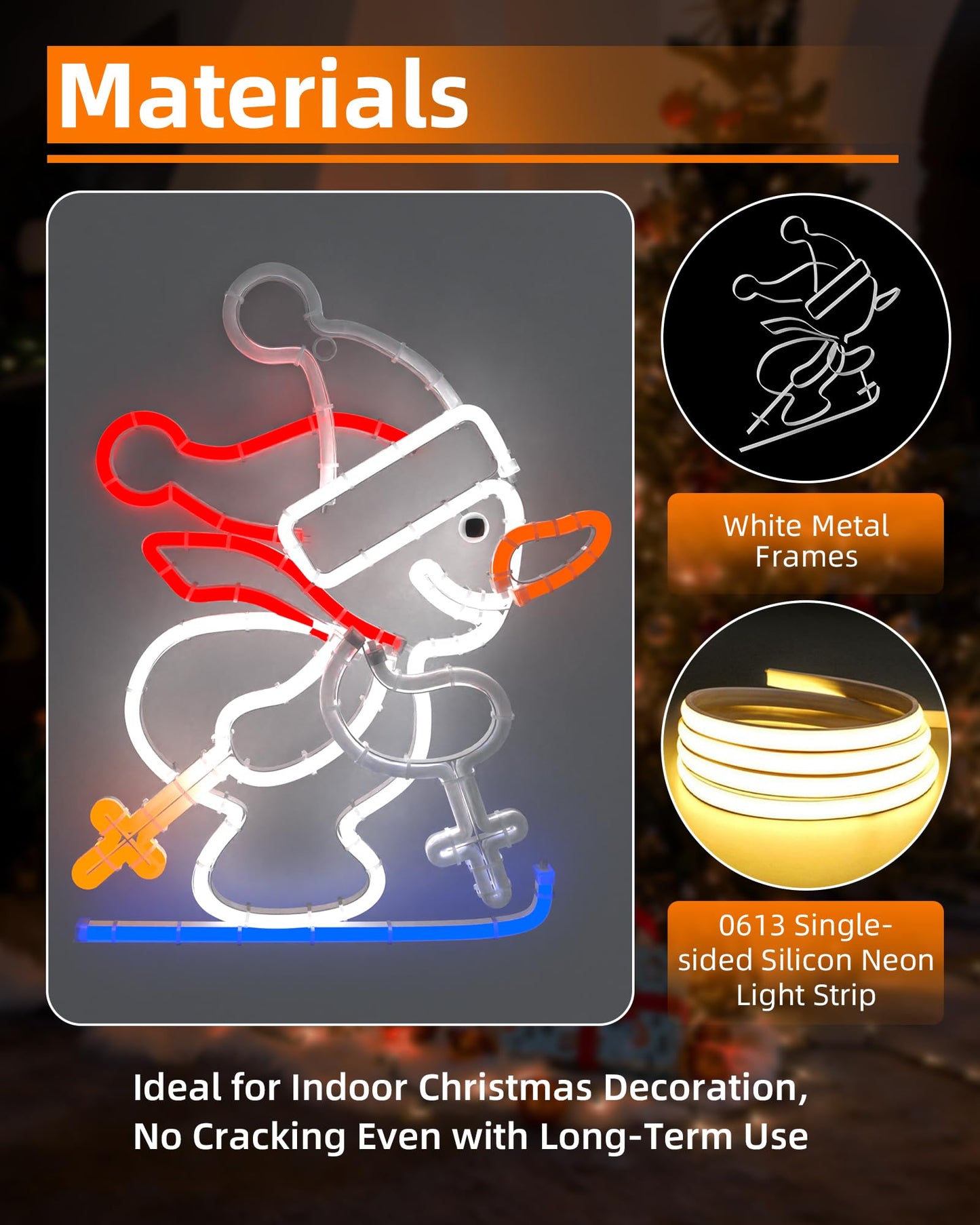 Christmas Snowman Neon Sign, Skiing Snowman LED Neon Light for Home Decor, 8H Timer & Speed Adjust, Festive Xmas Decorations Wall Art, Holiday Party Bedroom Living Room Cafe Bar