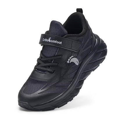 Boys Girls Kids Walking Shoes Arch Support: Orthopedic High Arch Orthotic Plantar Fasciitis Running Gym Sneakers, Supportive Athletic Lightweight Neuropathy Pain Relief Walking Shoes Black Big Kid 5