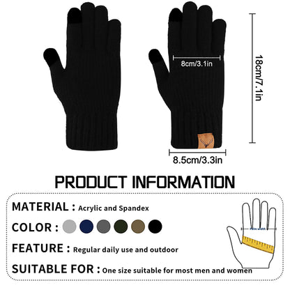 Winter Touchscreen Gloves For Men - Touchscreen Knitted Gloves Thermal Gloves Warm Fleece Lined Elastic Winter Texting Mittens For Running