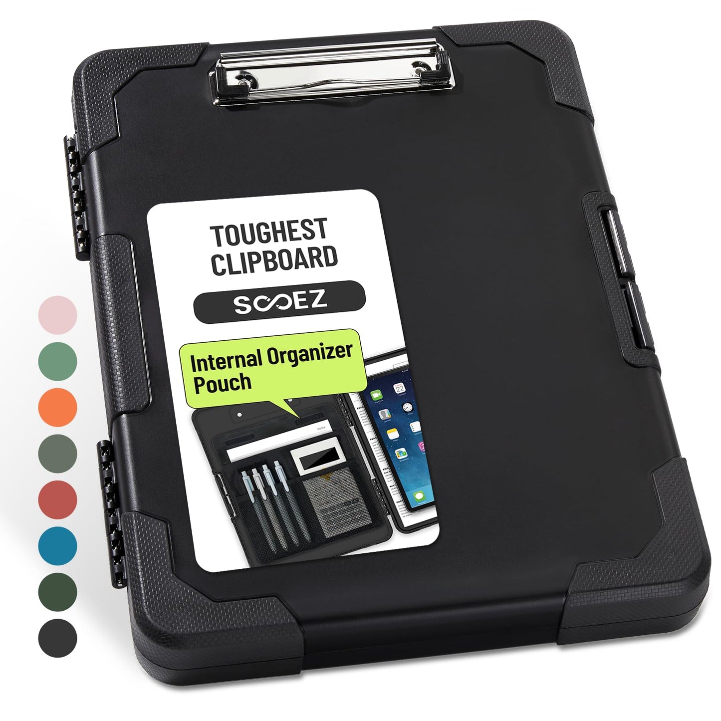 Sooez Toughest Clipboard with Storage, Internal Pen Pouch Included, Letter/ A4 Size, Shockproof Heavy Duty Plastic Clip Boards 8.5x11”, High Capacity Clipboards Box Case for Contractor Trucker Driver