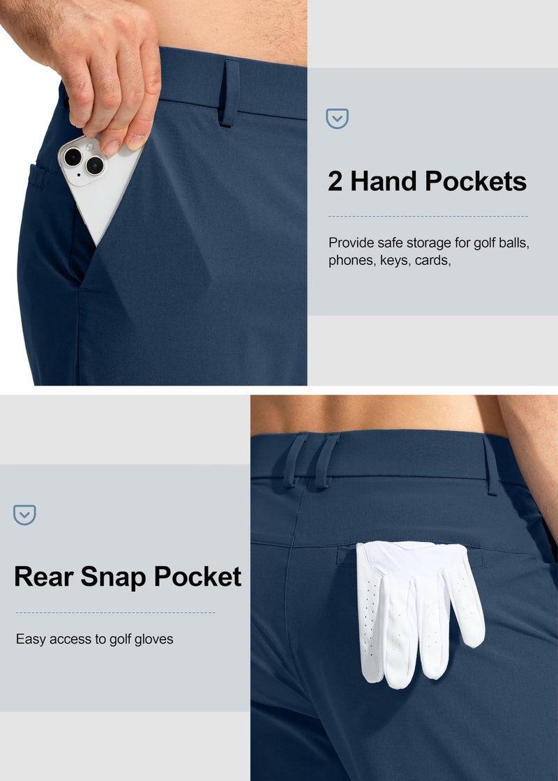 Pudolla Men's Golf Pants Work Dress Comfy Pants Casual Slacks Trousers with Pockets(Navy 42Wx30L)