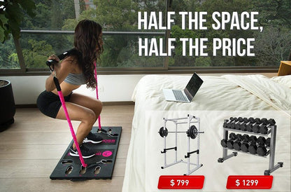 BodyBoss Home Gym 2.0 - Full Portable Gym Home Workout Package, Includes a Set of Resistance Bands (2) - Collapsible Resistance Bar, Handles + More- Full Body Workouts for Home, Travel or Outside