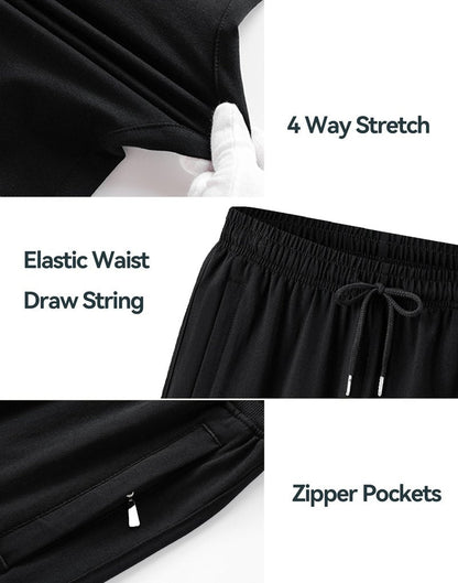 Men's Sweatpants Cotton Yoga Pants Casual Jersey Pants for Men Open Bottom Straight Leg with Zipper Pockets BK Large