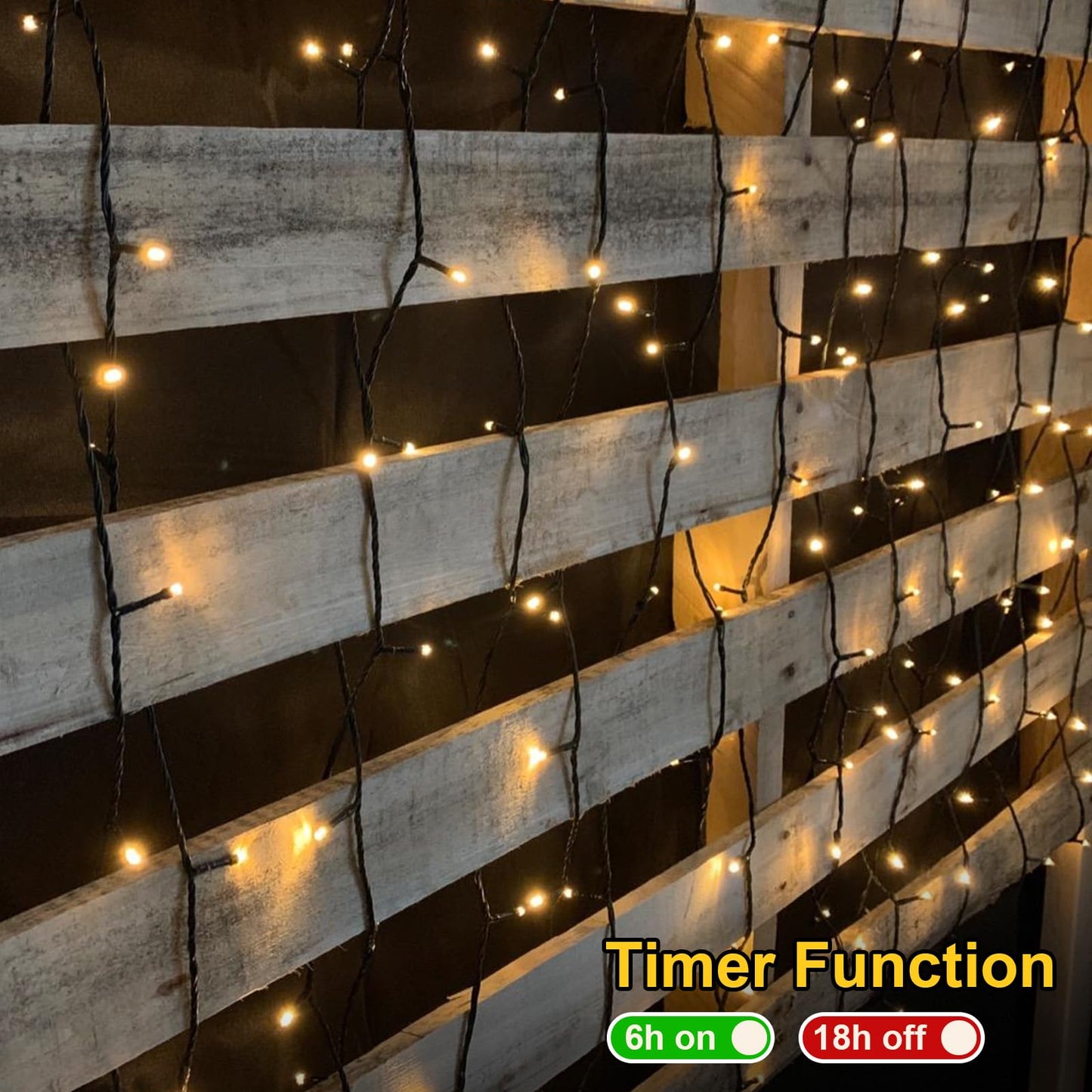 QITONG 500LED Warm White String Lights, 165ft Christmas Lights Outdoor Waterproof with Plug in, Green Wire Twinkle Tree Lights Indoor with 8 Modes