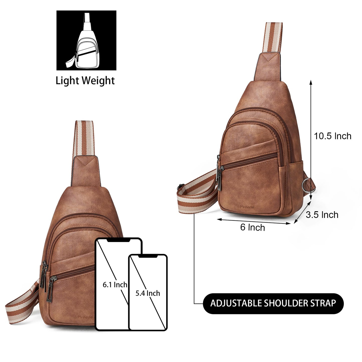 Mroede Sling Bag Crossbody Bags for Women Small Cross Body Bag Fanny Packs Chest Sling Purse for Daily Travel Leisure Sport