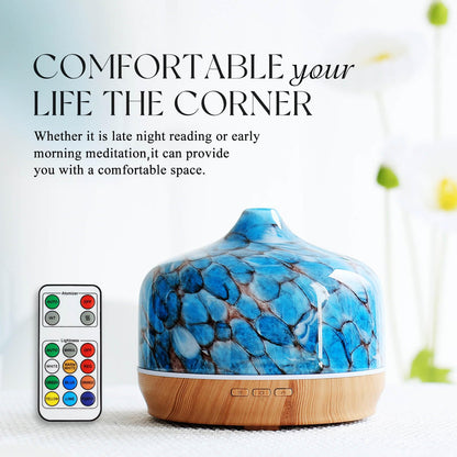 Porseme 500ml Essential Oil Diffuser, Aroma Ultrasonic Humidifier with Remote Control, BPA Free, Auto Shut-Off, Timer Setting for Large Room Sleeping Yoga