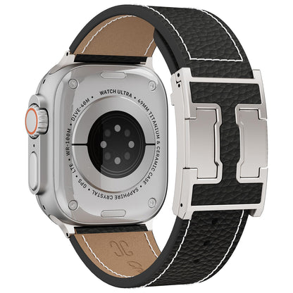 Genuine Leather Band Compatible with Apple Watch 49mm 46mm 45mm 44mm 42mm for Men,Leather Replacement Strap with Magnetic Buckle for iWatch Ultra 3/2/Ultra Series11 10 9 8 7 6 5 4 SE3/2/1