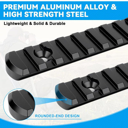 REERON Single Picatinny Rail Section Adapter 6 Pack 3 5 7 9 11 13 Slot Aluminum Picatinny Rails Accessory with 13 T-Nuts & Screws, 3 Allen Wrench - Rounded Corner, Black