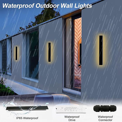 24 Inch Modern Outdoor Wall Light 2700-65000K/3CCT Dimmable Outdoor Wall Sconce IP65 Waterproof Long Wall Light with Remote Control Linear Exterior Outside Wall Lights for Garage House