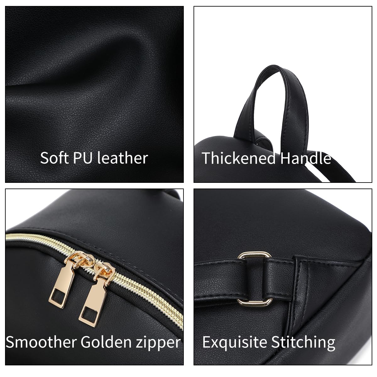 YANAIER Women Mini Backpack Purse PU Leather Anti-theft Backpack Ladies Fashion Casual Travel Daypack Rucksack Black