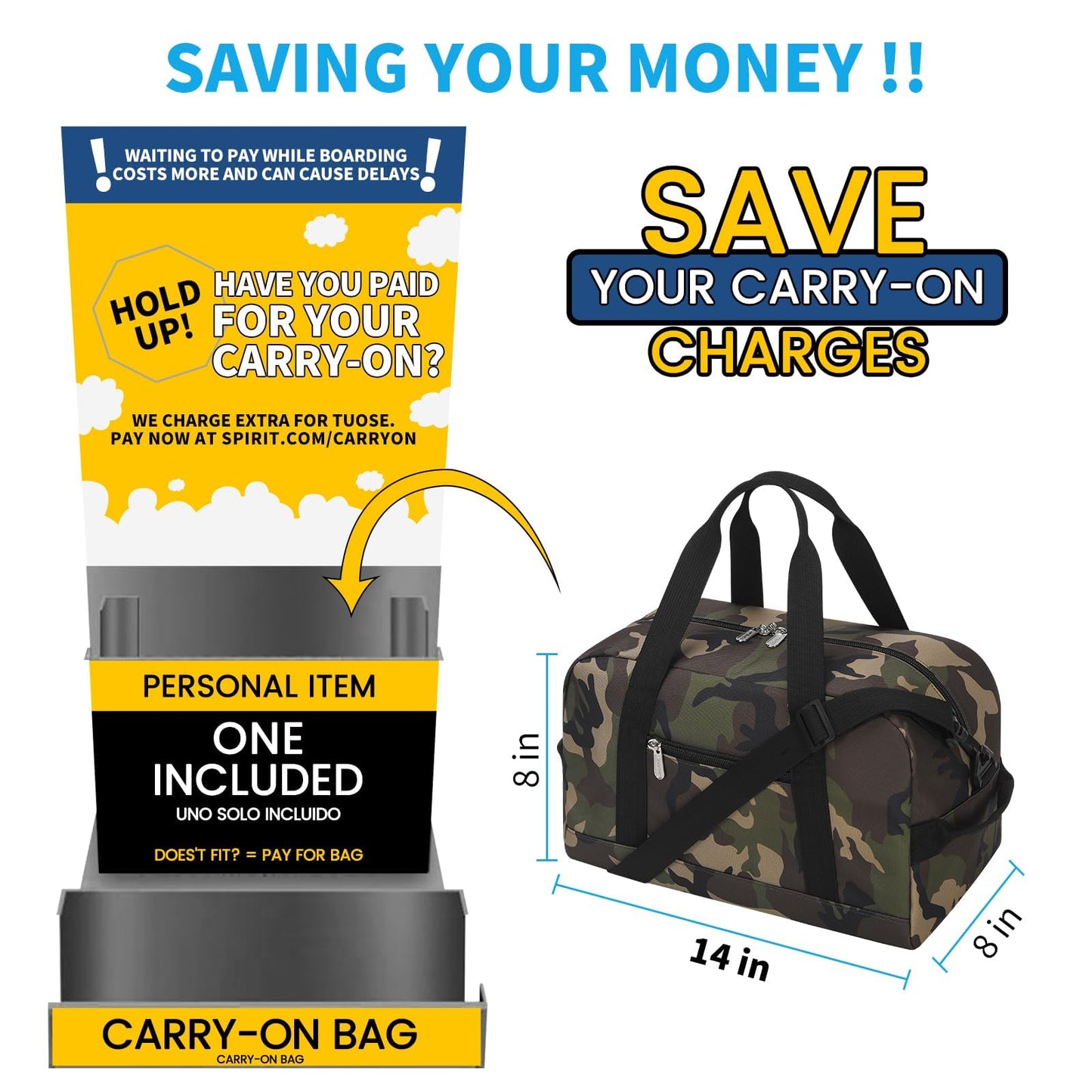 Apenze Small Gym Bag 14 inch lightweight Carry On Mini Duffel Bag for Travel Sport - Camo