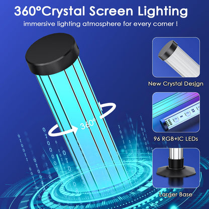 360° Smart Light Bar, RGB Light Bars, Crystal Ambient Mood Light with 16 Million Colors, 213 Preset & 8 Scene Modes, Music Sound Sync, 3 Modes Control, RGB & IC Backlight for TV/Monitor/Gaming/Room
