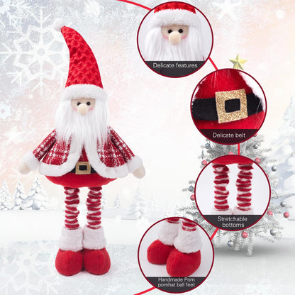 JIAHG Christmas Decorations Standing Fabric Santa Claus Snowman Reindeer with Stretchy Legs Christmas Tree Party Favors for Home Office Tabletop Fireplace Shelf Figurine Xmas Decor Ornaments