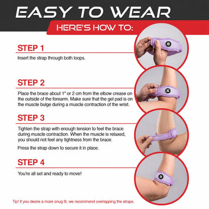 Sleeve Stars Tennis Elbow Brace for Men & Women, Elbow Brace for Tendonitis, Tennis Elbow Strap, Golfers Elbow Brace, Elbow Support Wrap for Tennis Elbow Relief, Fits 9"-23" (Pair/Light Purple)