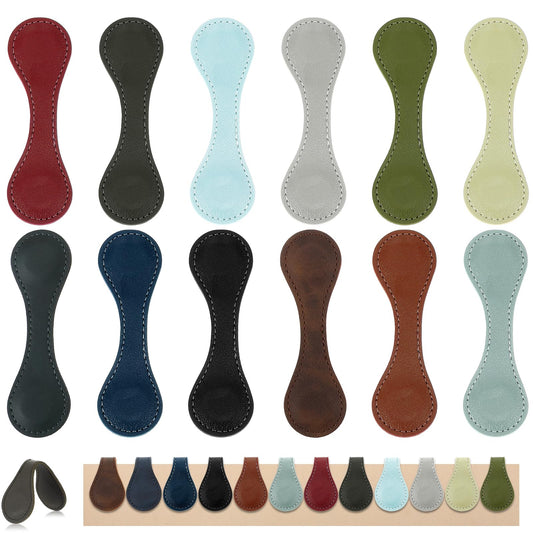 12 Pcs Leather Magnet Book Marks, Magnetic Bookmarks Vintage Magnetic Page Clips Reading Supplies Gift for Book Lovers Reading Men Women Teachers Students, 12 Colors, Books Accessories