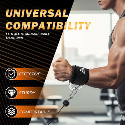 Wrist Cuffs with Dual D-Rings – Secure & Comfortable Support for Cable Machine Workouts, Lateral Raises, Arm Strength Training, and Triceps Exercises