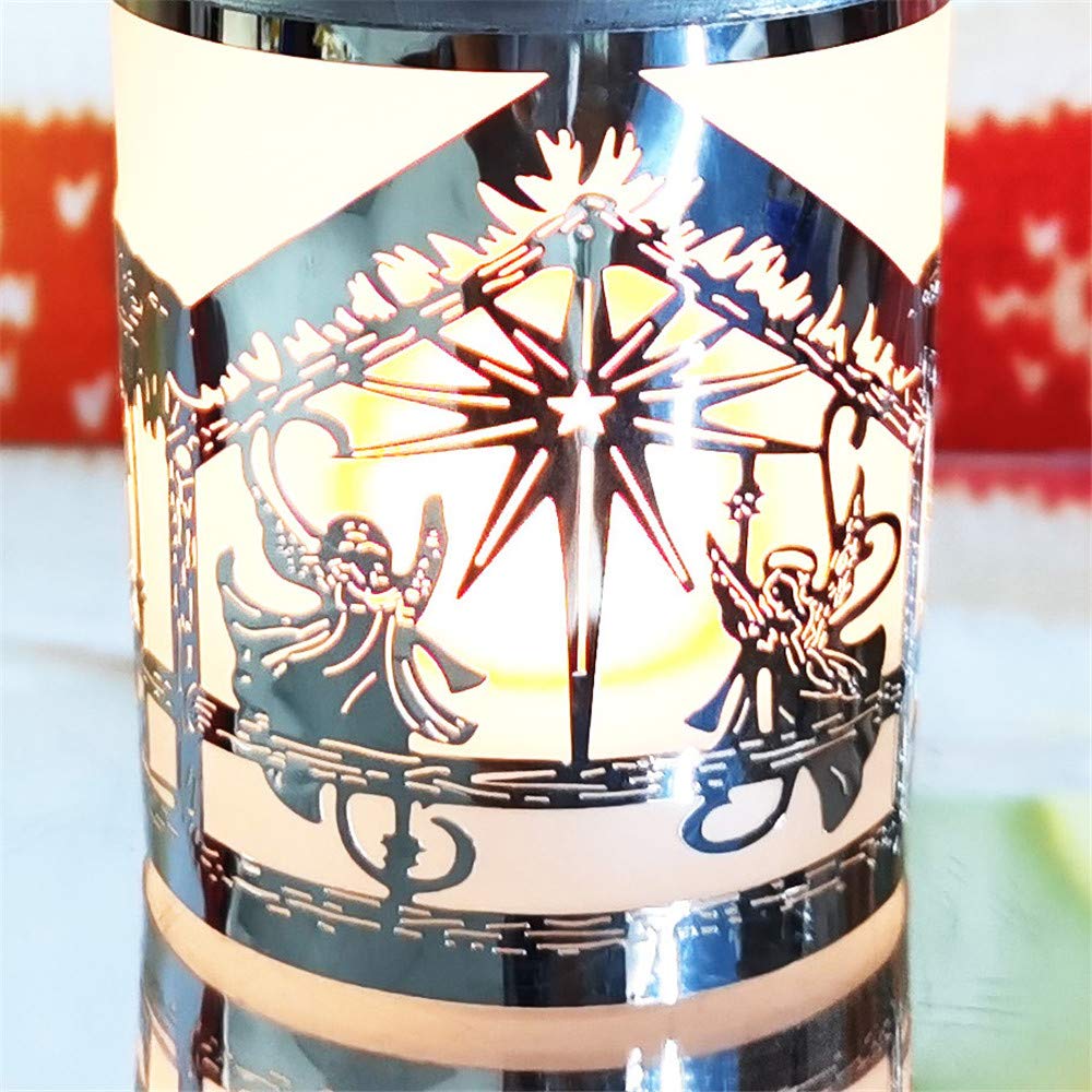 kingnero Carousel Candle Rotary Candle Holder Spinning Candleholder Metal Tea Light Candlestick for Home Decor (Silver Angel)
